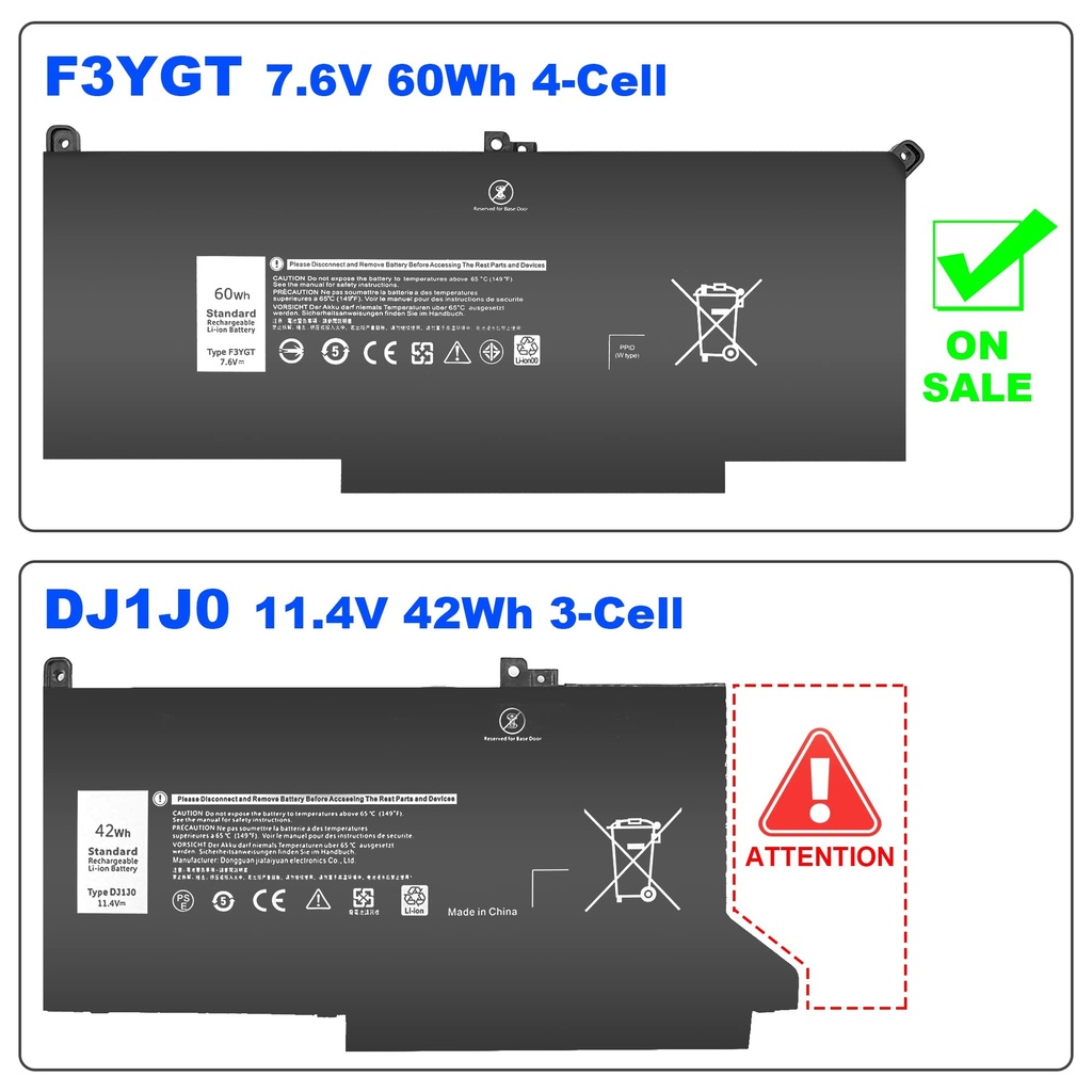 Batterie Dell F3YGT DM3WC ODM3WC 2X39G