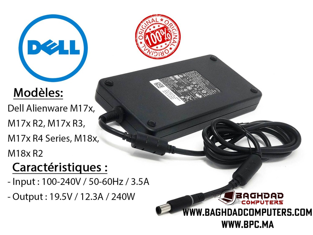 CHARGEUR DELL 240W 19V 12A ALIENWARE G15 PRECISION