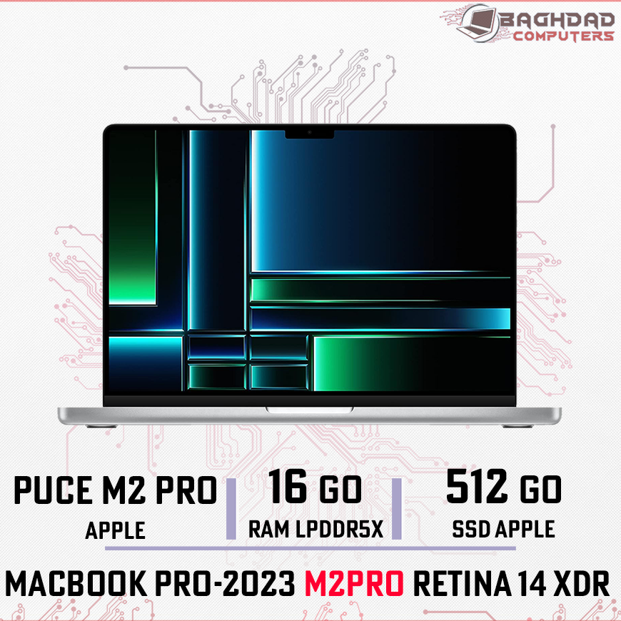 Macbook Pro 14 XDR 2023 (M2 Pro) 16Go 512Go Argent