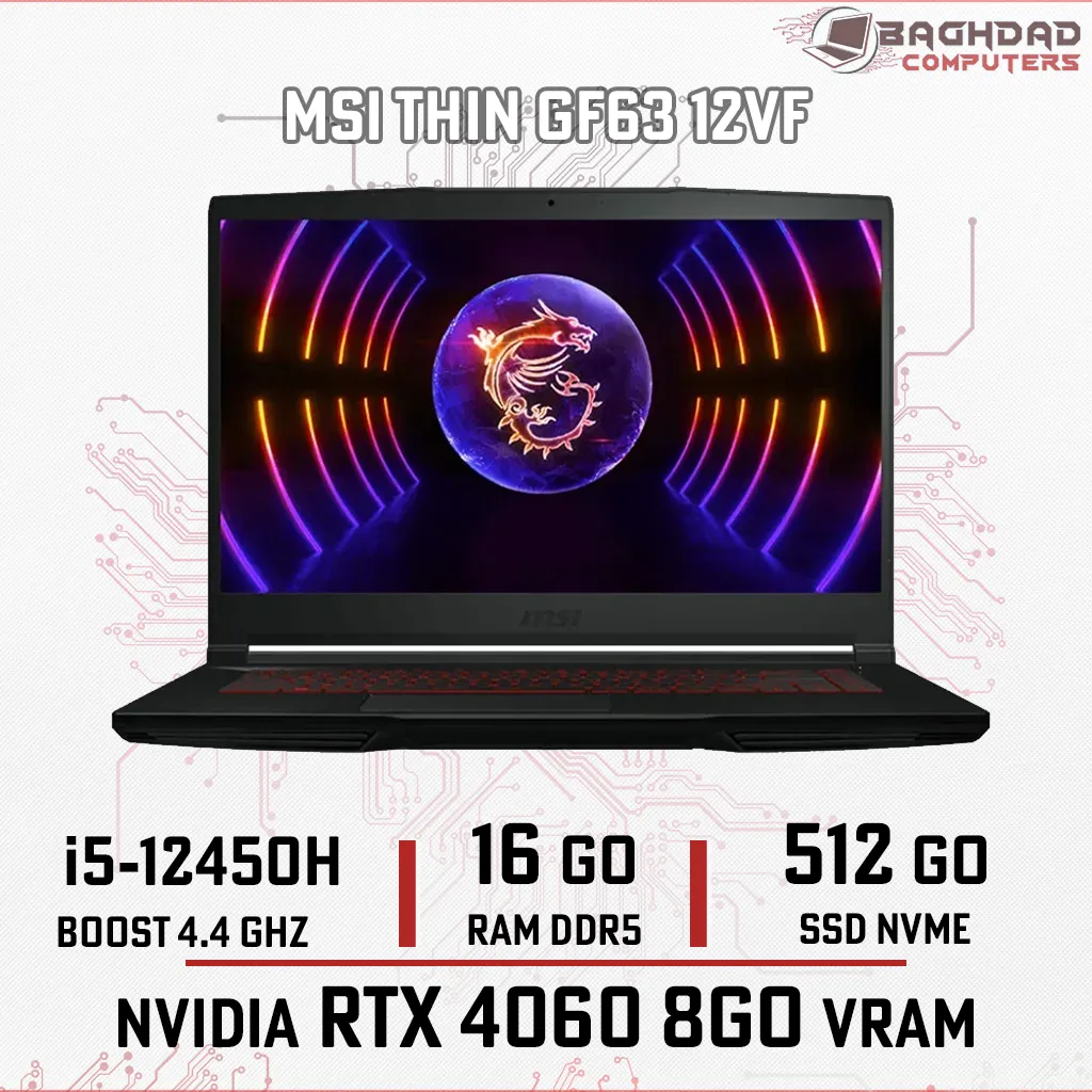 MSI THIN GF63 12VF (i5-12450H) RTX 4060 16Go 512Go 