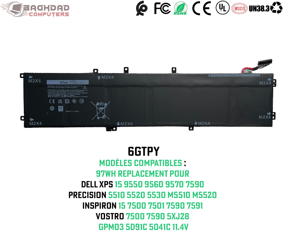 Batterie 6GTPY 97Wh XPS PRECISION INSPIRON VOSTRO