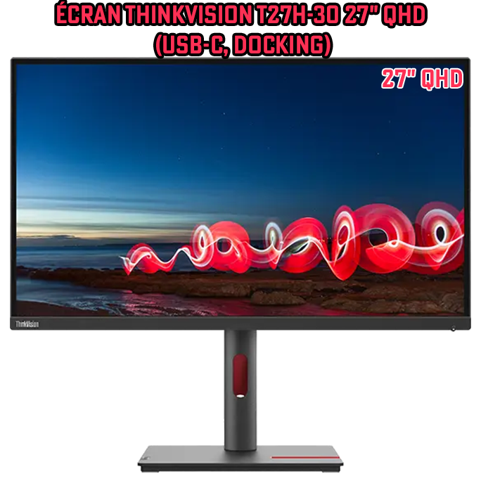 Écran ThinkVision T27h-30 27" QHD (USB-C, Docking)