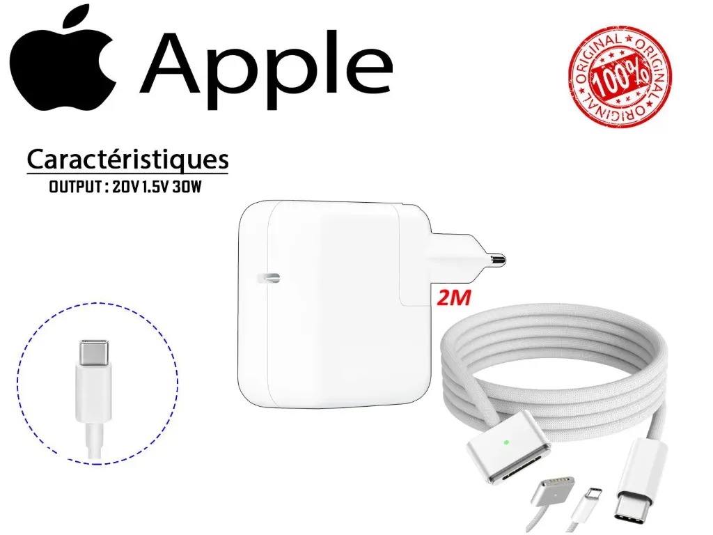 APPLE CHARGEUR 30W TYPE C AIR M1 MAGSAF 3
