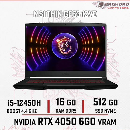 MSI GF63 12VE (i5-12th) RTX4050 6GB 16GO 512GO 