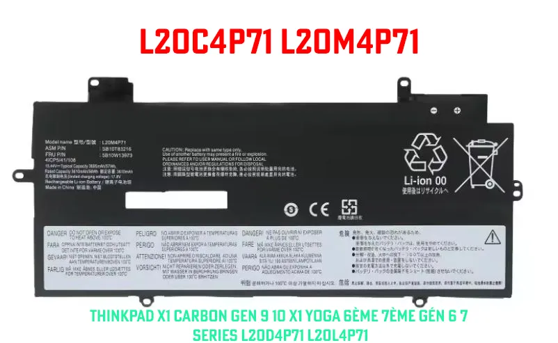 Batterie L20M4P71 ThinkPad X1 Carbon (9e, 10e et 11e générations)
