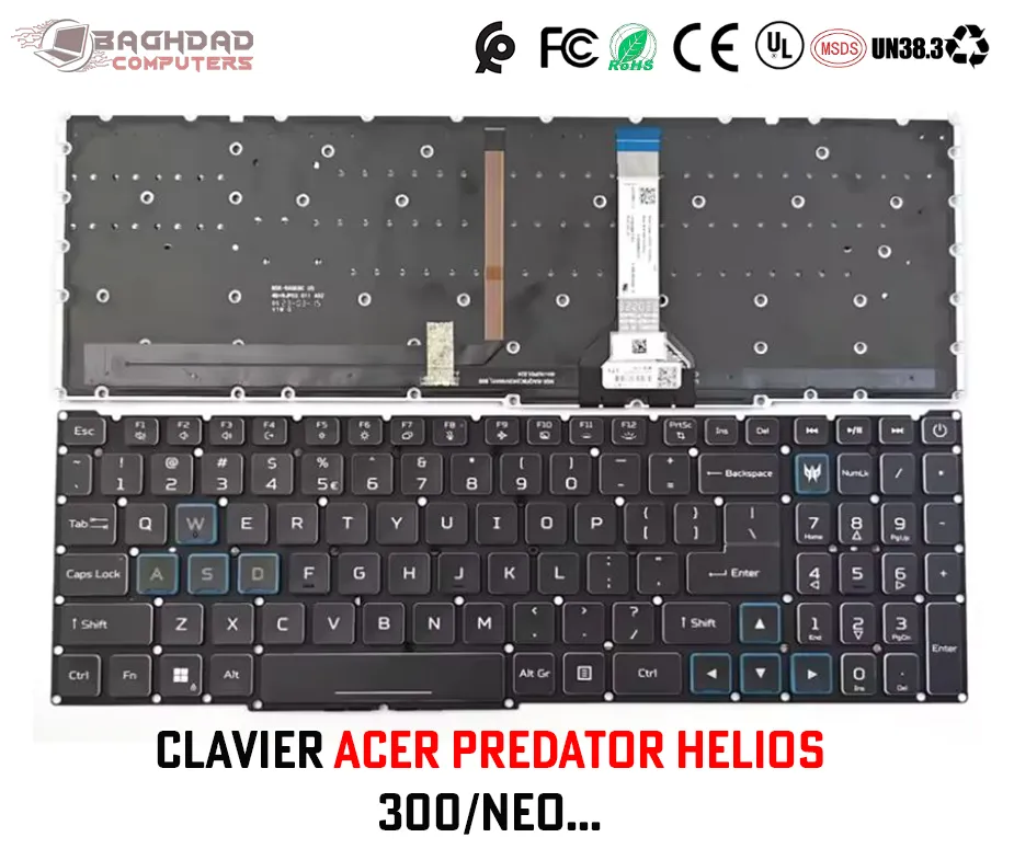 Clavier Acer Predator Helios 300 Nitro AN515 AN517 avec rétroéclairage