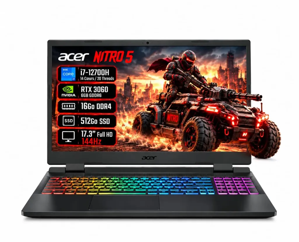 ACER NITRO 5 AN517-55 (i7-12700H) RTX 3060 16Go 512Go 144Hz  