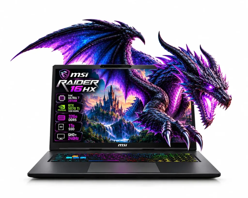 MSI RAIDER 16 HX B2WH ULTRA 7 251HX RTX 5070Ti 12VRAM 32Go 1To QHD+ 240Hz 