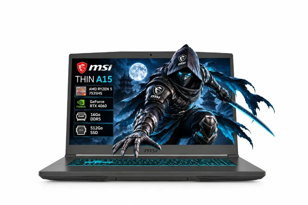 MSI THIN A15 B7VF AMD RYZ 5 7535HS RTX 4060 16Go 512Go 144Hz