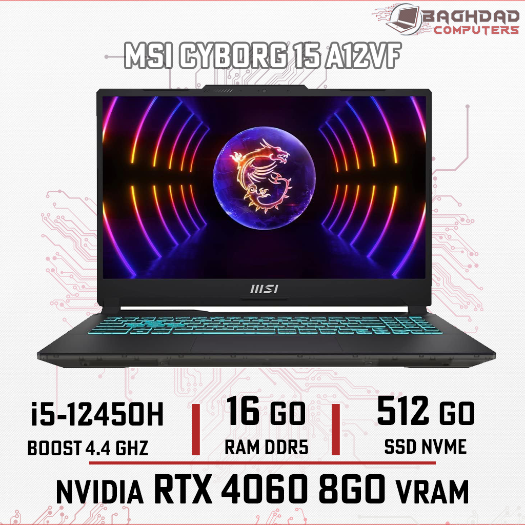 [MC15A12I512] MSI CYBORG 15 A12V (i5-12th) 16Go RTX4060 8Go