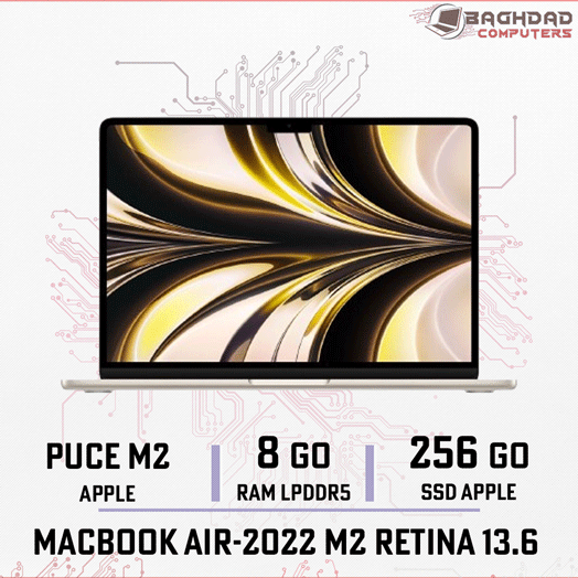 MacBook Air 13.6 M2-2022 8Go 256Go (Starlight)