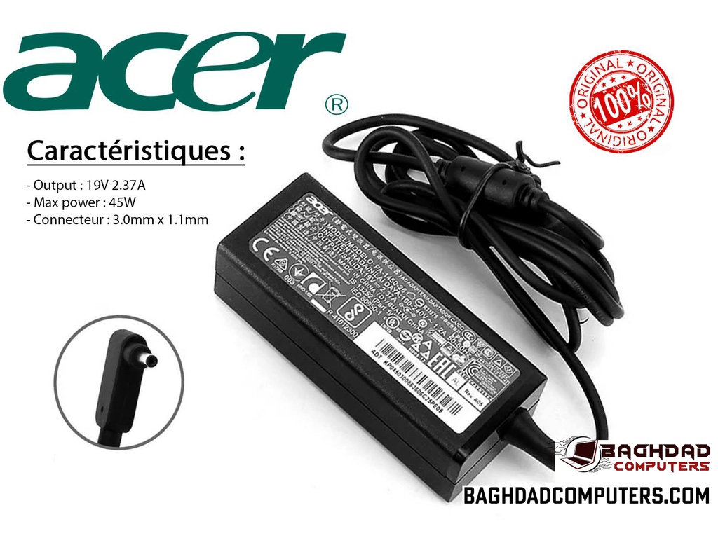 CHARGEUR ACER SWIFT 19V