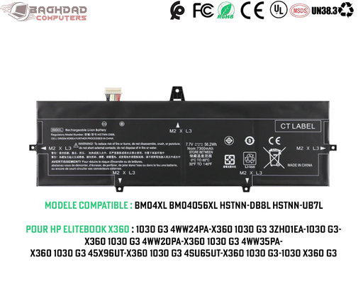 [BM04XL] BM04XL HSTNN-DB8L L02478-855 batterie HP EliteBook x360 1030 G3 L02031-2C1 4WW20PA 4SU65UT 45X96UT HSTNN-UB7L L02031-241 541