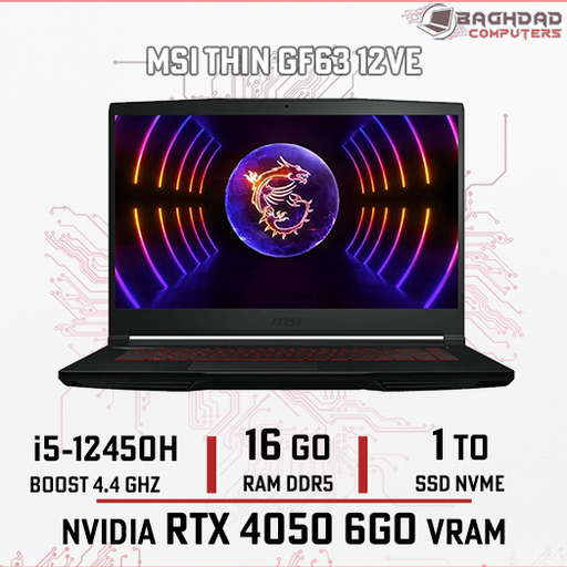 [MTGF12VI512] MSI Thin GF63 12VE (i5-12th) RTX4050 (Neuf)