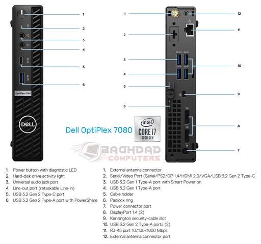 DELL OptiPlex 7080 (i7-10th) 16Go 256/512Go