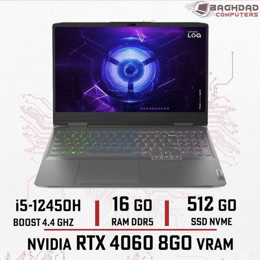 Lenovo LOQ 15IRH8 i512th-RTX 4060 8Go