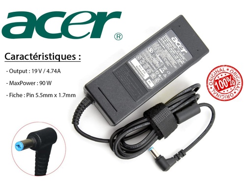 CHARGEUR ACER 90W 19V 4.7A/3.42A