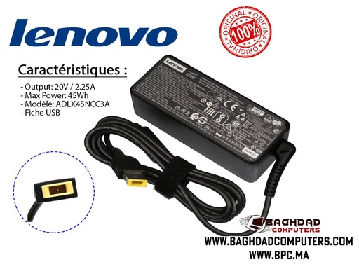 CHARGEUR LENOVO USB 19V 2.45A 45W