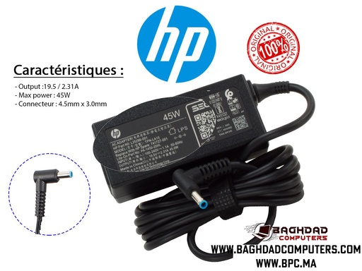 CHARGEUR HP 19V 2.31A 45W BLUE