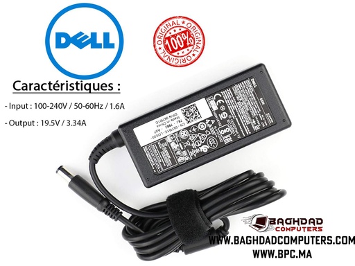 CHARGEUR DELL 65W 19V 3.34A 5.0 NORMAL