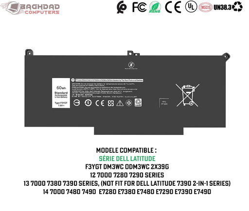 [F3YGT] Batterie Dell F3YGT DM3WC ODM3WC 2X39G