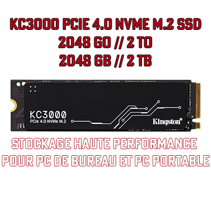 Kingston KC3000 PCIe 4.0 NVMe M.2 SSD 2To